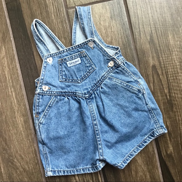 Guess Other - VTG Guess Denim Baby Short Overalls Sz 6 Month
